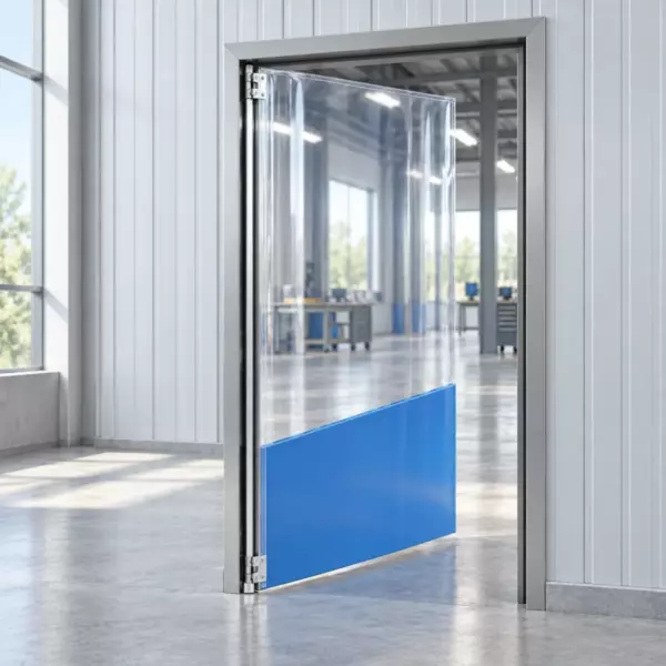 Маятниковая распашная одностворчатая эластичная дверь из ПВХ 200*110